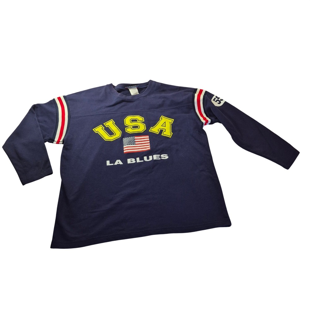 LA Blues USA Graphic Sweatshirt Women 18/20W Plus Size Blue Retro Sporty Vintage